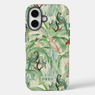 Vintage Tropical Birds and Palm Leaves Botanical  iPhone 16 Case