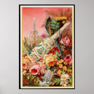 Vintage Tropical Birds Florida Water Advertisement Poster