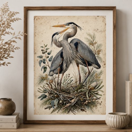 Vintage Tropical Birds on Palm Tree Wildlife Natur Canvas Photo Tile