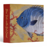 Vintage Tropical Blue Fish Coral Marine Ocean Life 3 Ring Binder