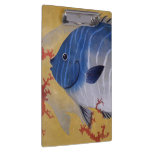 Vintage Tropical Blue Fish Coral Marine Ocean Life Clipboard