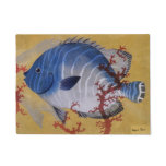 Vintage Tropical Blue Fish Coral Marine Ocean Life Doormat