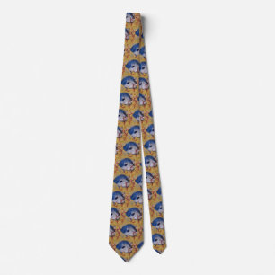 Vintage Tropical Blue Fish Coral Marine Ocean Life Neck Tie