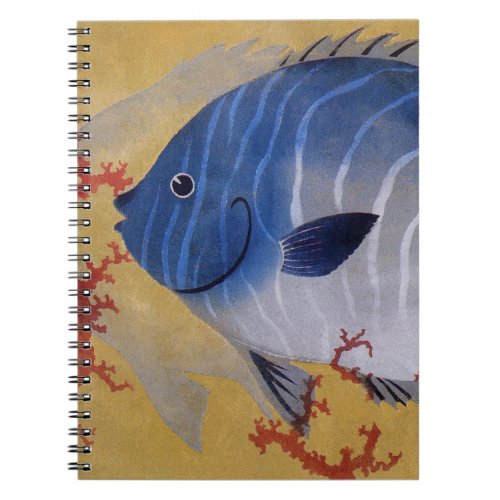 Vintage Tropical Blue Fish Coral Marine Ocean Life Notebook