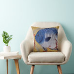 Vintage Tropical Blue Fish Coral Marine Ocean Life Throw Pillow