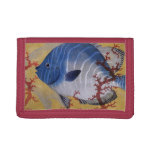 Vintage Tropical Blue Fish Coral Marine Ocean Life Tri-fold Wallet