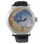 Vintage Tropical Blue Fish Coral Marine Ocean Life Watch