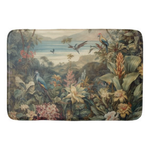 Vintage Tropical Botanical Art Luxury Plush Bath Mat