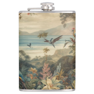 Vintage Tropical Botanical Paradise Art   All-Over Flask