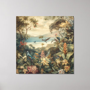 Vintage Tropical Botanical Paradise Art Canvas Print