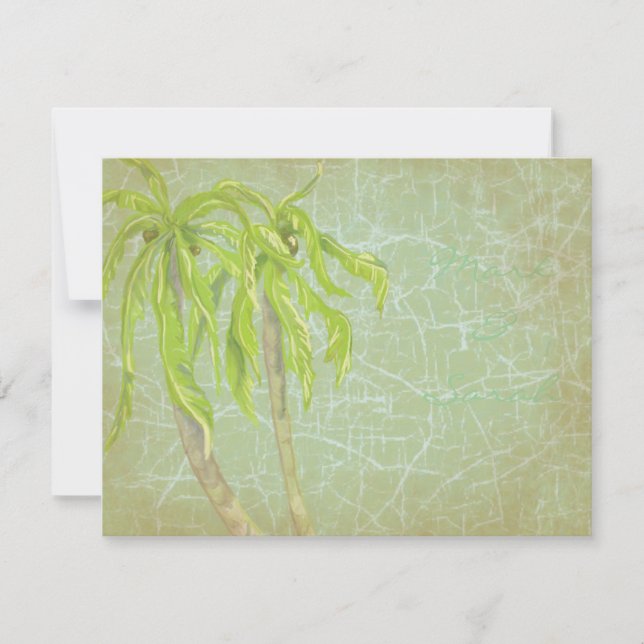 Vintage Tropical Breeze Wedding RSVP (Front)