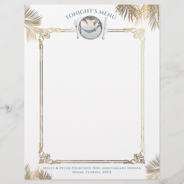Vintage tropical catering menu letterhead (Front)