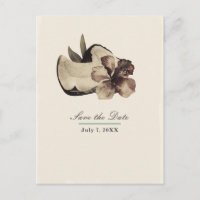 Vintage Tropical Coconut & Hibiscus Save the Date