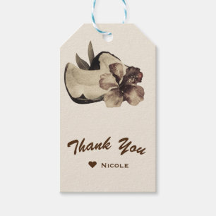 Vintage Tropical Coconut & Hibiscus Wedding Party Gift Tags