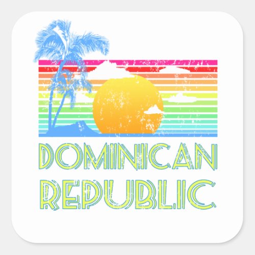 Vintage Tropical Dominican Republic Square Sticker