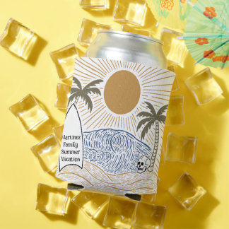 Vintage Tropical Family Reunion Vacation Beach Can Cooler