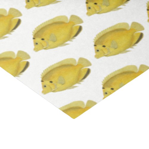 Vintage Tropical Fish Drawing Yellow Tissue Paper