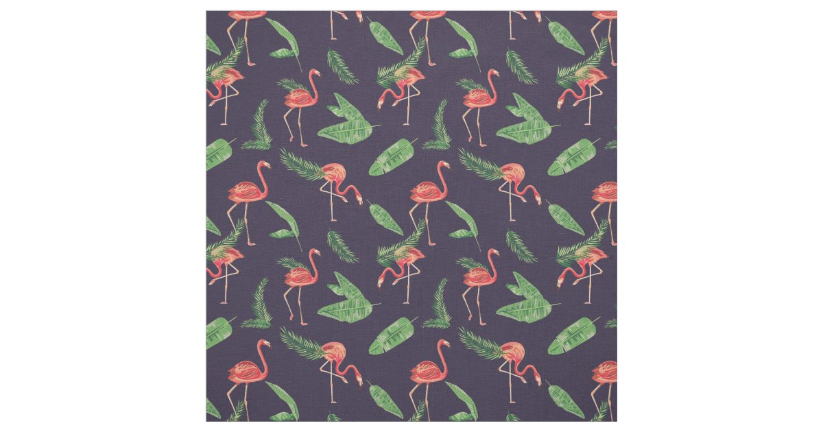 Vintage Tropical Flamingos Fabric | Zazzle.com