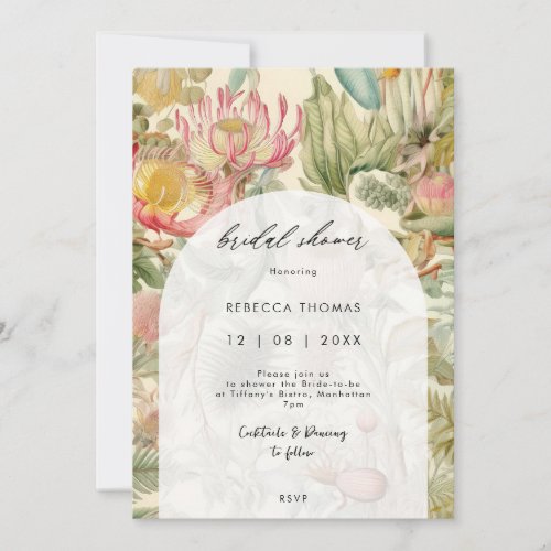 vintage tropical floral bridal shower invitation