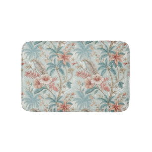 Vintage Tropical Floral Coastal Elegance Design Bath Mat
