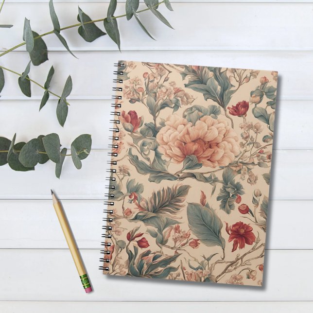 Vintage Tropical Floral Flowers Antique Notebook (Creator Uploaded)