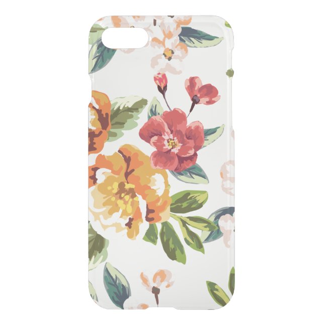 Vintage Tropical Floral iPhone 7 Clear Case (Back)