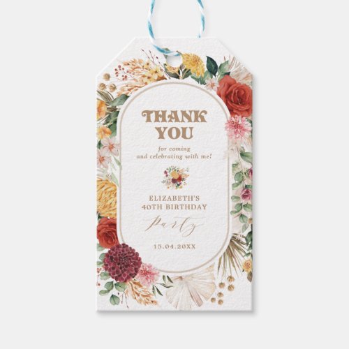Vintage Tropical Floral Pampas Garden Birthday Gift Tags