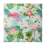 Vintage Tropical Flowers And Birds Ceramic Tile