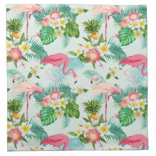 Vintage Tropical Flowers And Birds Napkin
