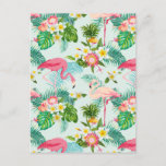 Vintage Tropical Flowers And Birds Postcard