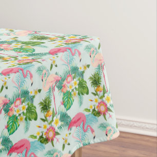 Vintage Tropical Flowers And Birds Tablecloth