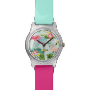 Vintage Tropical Flowers And Birds Wristwatch at Zazzle