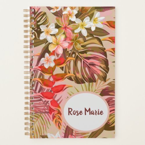 Vintage Tropical Flowers Personalized Planner