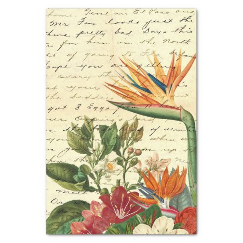 Vintage Tropical Flowers Tissue Paper