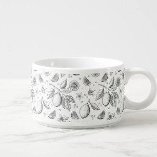 Vintage Tropical Fruit Lemon Floral Pattern Bowl