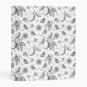 Vintage Tropical Fruit Lemon Floral Pattern Mini Binder