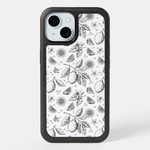 Vintage Tropical Fruit Lemon Floral Pattern iPhone 15 Case