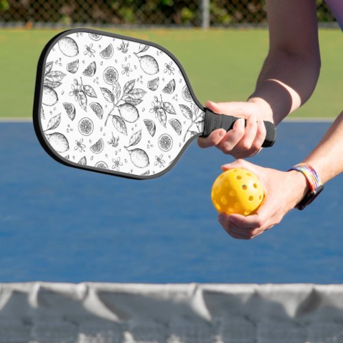 Vintage Tropical Fruit Lemon Floral Pattern Pickleball Paddle