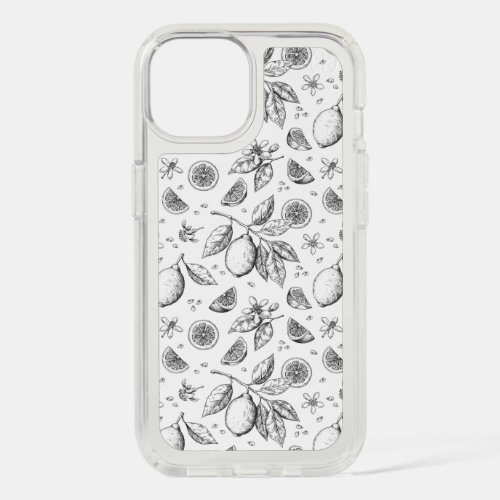 Vintage Tropical Fruit Lemon Floral Pattern iPhone 15 Case