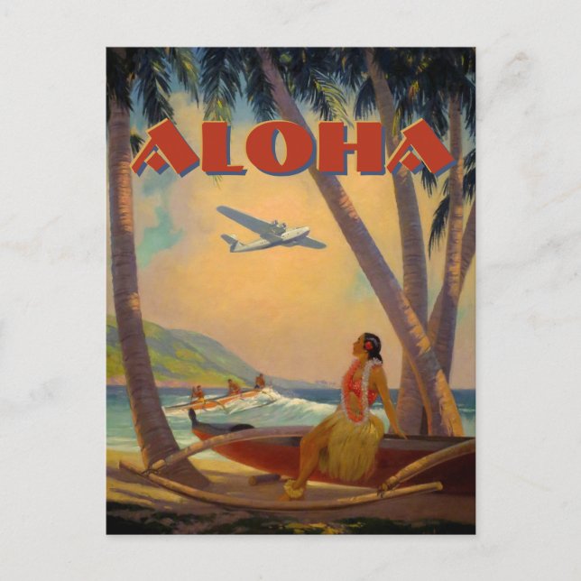 Vintage Tropical Hawaii Aloha Postcard (Front)
