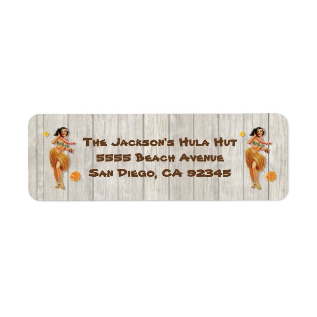 Vintage tropical Hawaiian Hula Girl Label (Front)