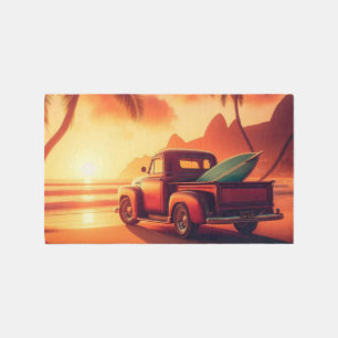 vintage tropical/Hawaiian surf truck Outdoor Rug