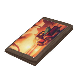 vintage tropical/Hawaiian surf truck Tri-fold Wallet