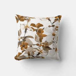 Vintage Tropical Hibiscus: Photo Collage Pattern Throw Pillow