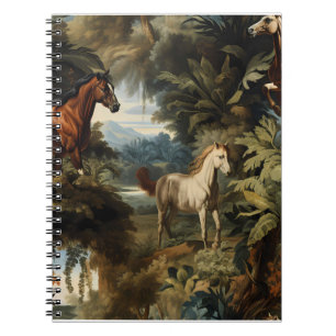 Vintage Tropical Horse Pattern Elegant Equestrian Notebook