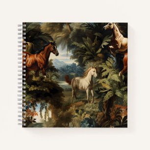 Vintage Tropical Horse Pattern Elegant Equestrian Notebook