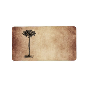Vintage Tropical Island Palm Tree Template Blank Label