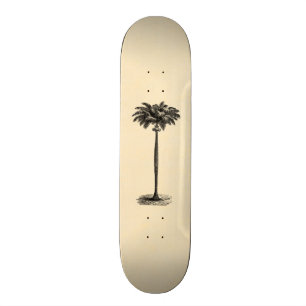 Vintage Tropical Island Palm Tree Template Blank Skateboard