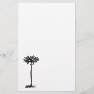 Vintage Tropical Island Palm Tree Template Blank Stationery