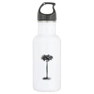 Vintage Tropical Island Palm Tree Template Blank Water Bottle